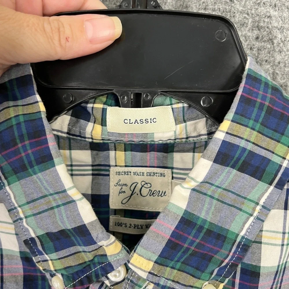 J.‎ Crew Shirt Mens M Classic Fit Plaid Secret Wash Shirting 100s 2-Ply Yarns